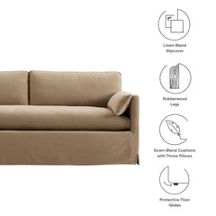 Wellfleet Almond 85" Slipcovered Fabric Sofa - Ornate Home