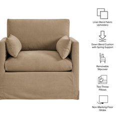 Wellfleet Almond Slipcovered Linen-Blend Armchair - Ornate Home