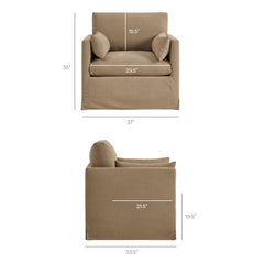 Wellfleet Almond Slipcovered Linen-Blend Armchair - Ornate Home