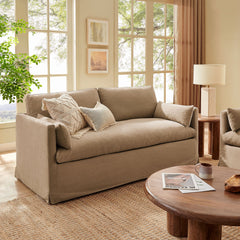 Wellfleet Almond Slipcovered Linen-Blend Loveseat - Ornate Home