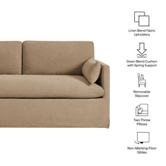 Wellfleet Almond Slipcovered Linen-Blend Loveseat - Ornate Home