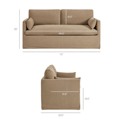 Wellfleet Almond Slipcovered Linen-Blend Loveseat - Ornate Home