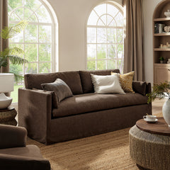 Wellfleet Cocoa 85" Slipcovered Fabric Sofa - Ornate Home