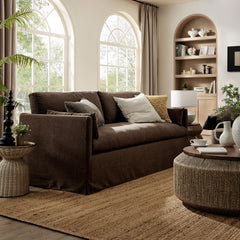 Wellfleet Cocoa 85" Slipcovered Fabric Sofa - Ornate Home