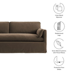 Wellfleet Cocoa 85" Slipcovered Fabric Sofa - Ornate Home