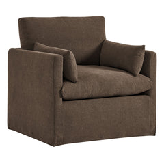Wellfleet Cocoa Slipcovered Linen-Blend Armchair - Ornate Home