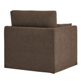 Wellfleet Cocoa Slipcovered Linen-Blend Armchair - Ornate Home