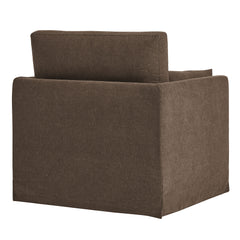 Wellfleet Cocoa Slipcovered Linen-Blend Armchair - Ornate Home