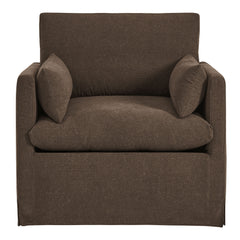 Wellfleet Cocoa Slipcovered Linen-Blend Armchair - Ornate Home