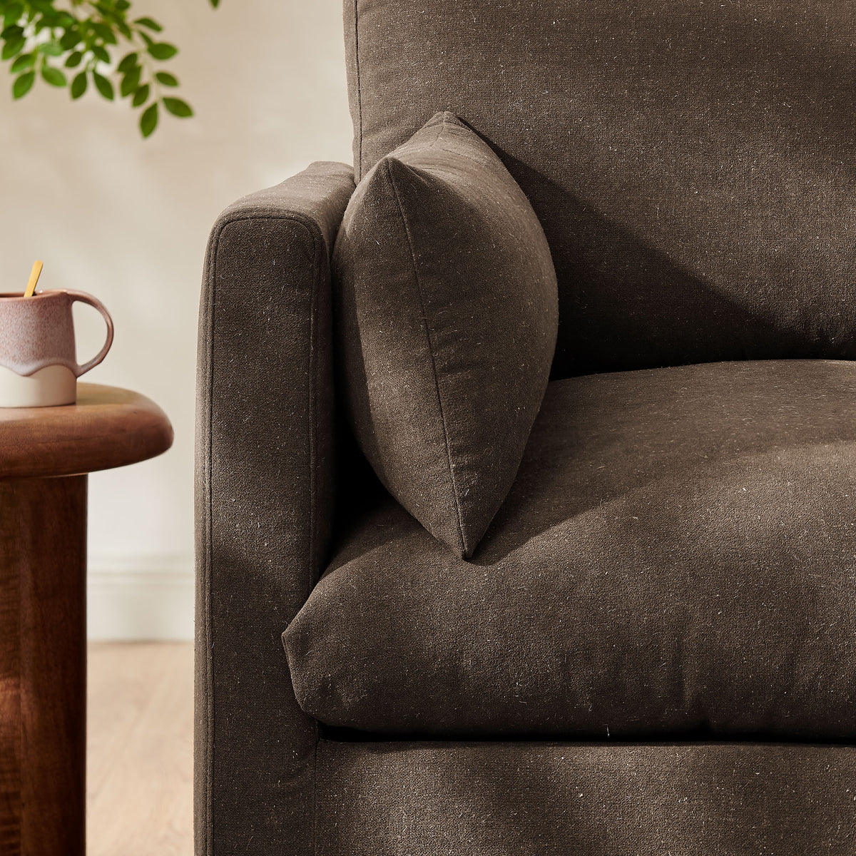 Wellfleet Cocoa Slipcovered Linen-Blend Armchair - Ornate Home