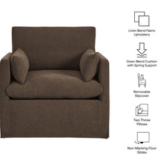 Wellfleet Cocoa Slipcovered Linen-Blend Armchair - Ornate Home