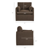 Wellfleet Cocoa Slipcovered Linen-Blend Armchair - Ornate Home