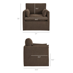 Wellfleet Cocoa Slipcovered Linen-Blend Armchair - Ornate Home
