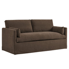Wellfleet Cocoa Slipcovered Linen-Blend Loveseat - Ornate Home