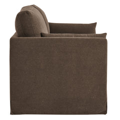 Wellfleet Cocoa Slipcovered Linen-Blend Loveseat - Ornate Home