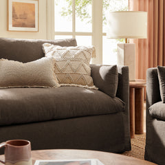 Wellfleet Cocoa Slipcovered Linen-Blend Loveseat - Ornate Home