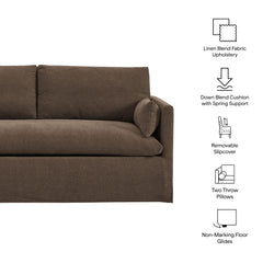 Wellfleet Cocoa Slipcovered Linen-Blend Loveseat - Ornate Home