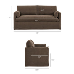 Wellfleet Cocoa Slipcovered Linen-Blend Loveseat - Ornate Home