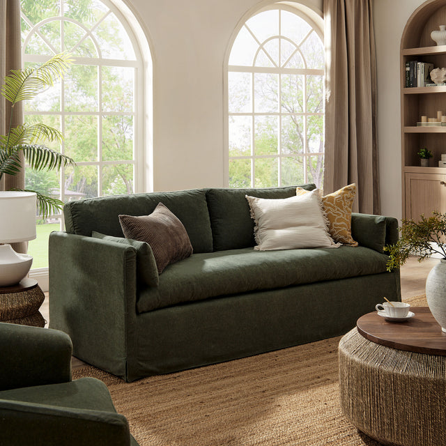 Wellfleet Sage 85" Slipcovered Fabric Sofa - Ornate Home