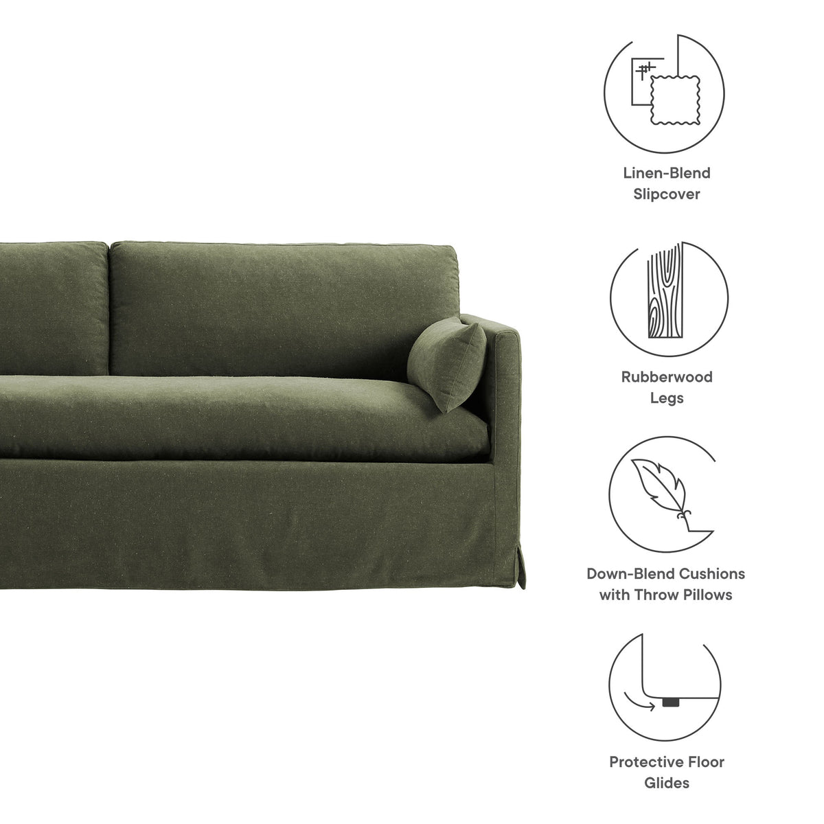 Wellfleet Sage 85" Slipcovered Fabric Sofa - Ornate Home