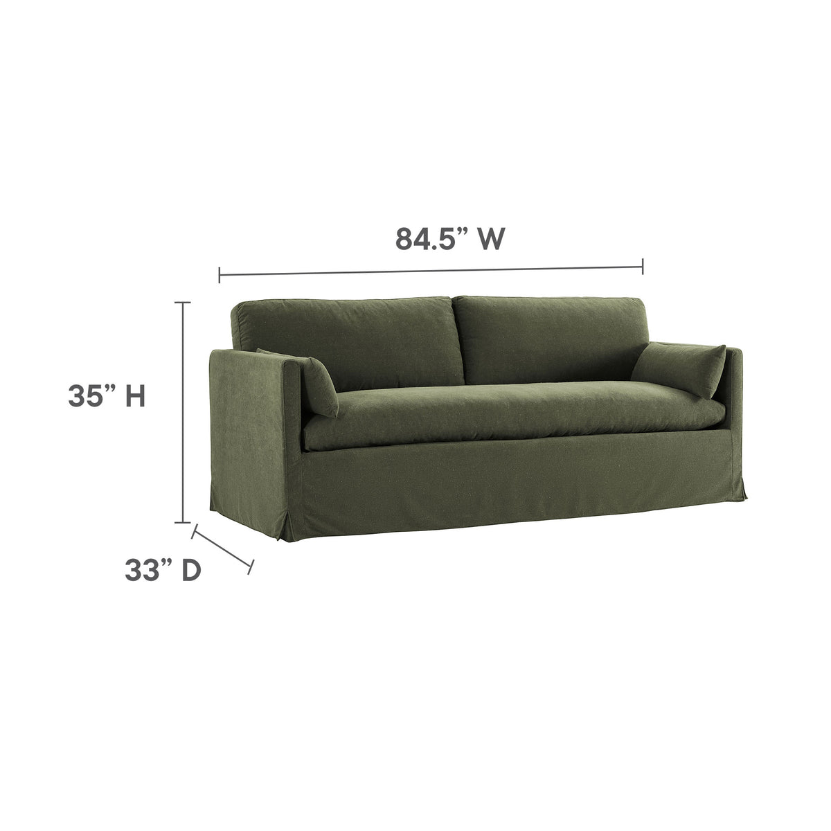 Wellfleet Sage 85" Slipcovered Fabric Sofa - Ornate Home