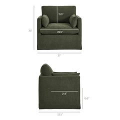 Wellfleet Sage Slipcovered Linen-Blend Armchair - Ornate Home