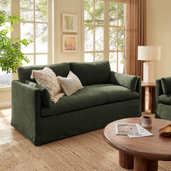 Wellfleet Sage Slipcovered Linen-Blend Loveseat - Ornate Home