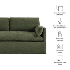 Wellfleet Sage Slipcovered Linen-Blend Loveseat - Ornate Home