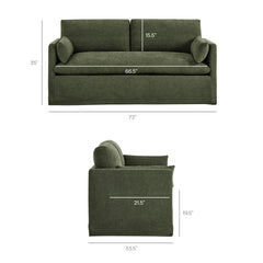 Wellfleet Sage Slipcovered Linen-Blend Loveseat - Ornate Home