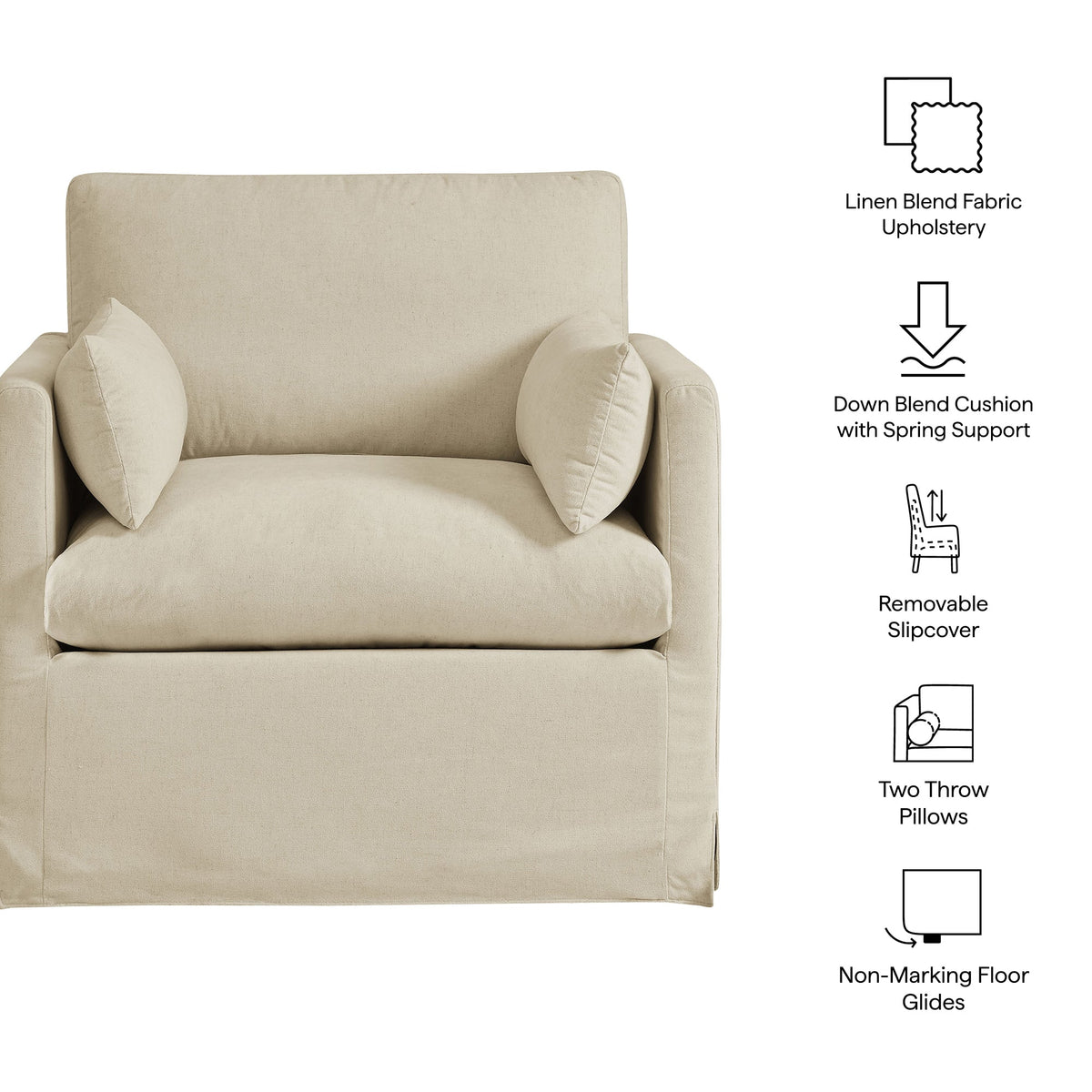 Wellfleet Slipcovered Linen-Blend Armchair - Ornate Home