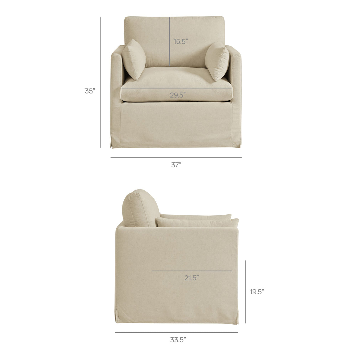 Wellfleet Slipcovered Linen-Blend Armchair - Ornate Home