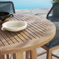 Wellspring Blue/Graphite 3-Piece Outdoor Patio Teak Wood Bar Set - Ornate Home