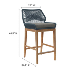Wellspring Blue/Graphite 3-Piece Outdoor Patio Teak Wood Bar Set - Ornate Home