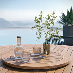 Wellspring Blue/Graphite 5-Piece Outdoor Patio Teak Wood Dining Set - Ornate Home