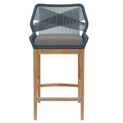 Wellspring Blue/Graphite Outdoor Patio Teak Wood Bar Stool - Ornate Home