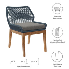 Wellspring Blue/Graphite Outdoor Patio Teak Wood Dining Chair - Ornate Home