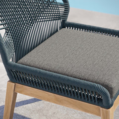 Wellspring Blue/Graphite Outdoor Patio Teak Wood Dining Chair - Ornate Home