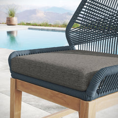 Wellspring Blue/Graphite Outdoor Patio Teak and Rope Counter Stool - Ornate Home