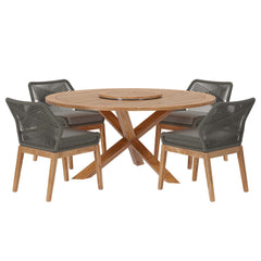 Wellspring Gray/Graphite 5-Piece Outdoor Patio Teak Wood Dining Set - Ornate Home