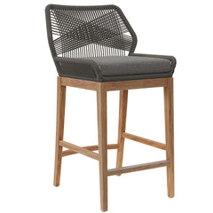 Wellspring Gray/Graphite Outdoor Patio Teak Wood Bar Stool - Ornate Home