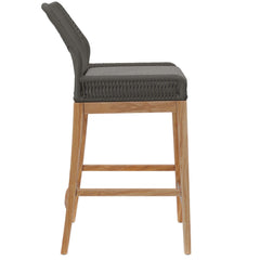 Wellspring Gray/Graphite Outdoor Patio Teak Wood Bar Stool - Ornate Home