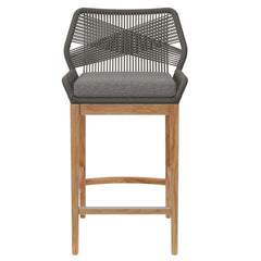 Wellspring Gray/Graphite Outdoor Patio Teak Wood Bar Stool - Ornate Home
