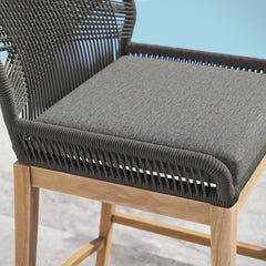 Wellspring Gray/Graphite Outdoor Patio Teak Wood Bar Stool - Ornate Home