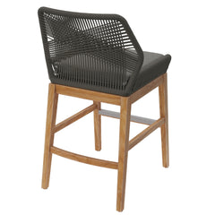 Wellspring Gray/Graphite Outdoor Patio Teak and Rope Counter Stool - Ornate Home