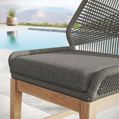 Wellspring Gray/Graphite Outdoor Patio Teak and Rope Counter Stool - Ornate Home
