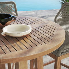 Wellspring Light Gray Greige 3-Piece Outdoor Patio Teak Wood Bar Set - Ornate Home