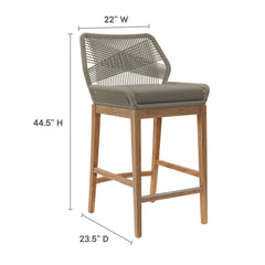 Wellspring Light Gray Greige 3-Piece Outdoor Patio Teak Wood Bar Set - Ornate Home