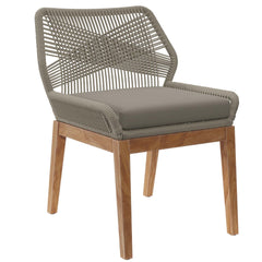 Wellspring Light Gray Greige Outdoor Patio Teak Wood Dining Chair - Ornate Home