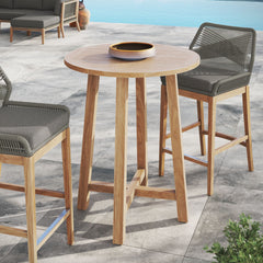 Wellspring Natural 36" Outdoor Patio Teak Wood Bar Table - Ornate Home