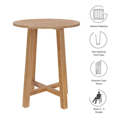 Wellspring Natural 36" Outdoor Patio Teak Wood Bar Table - Ornate Home